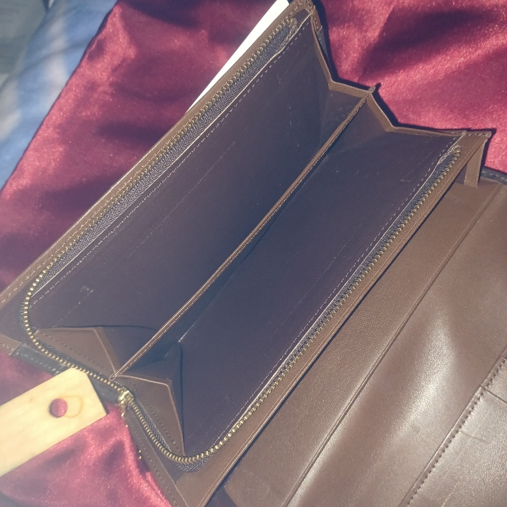 Yves Saint laurent Dark brown leather gold tone hardware long large ysl wallet - Picture 9 of 14